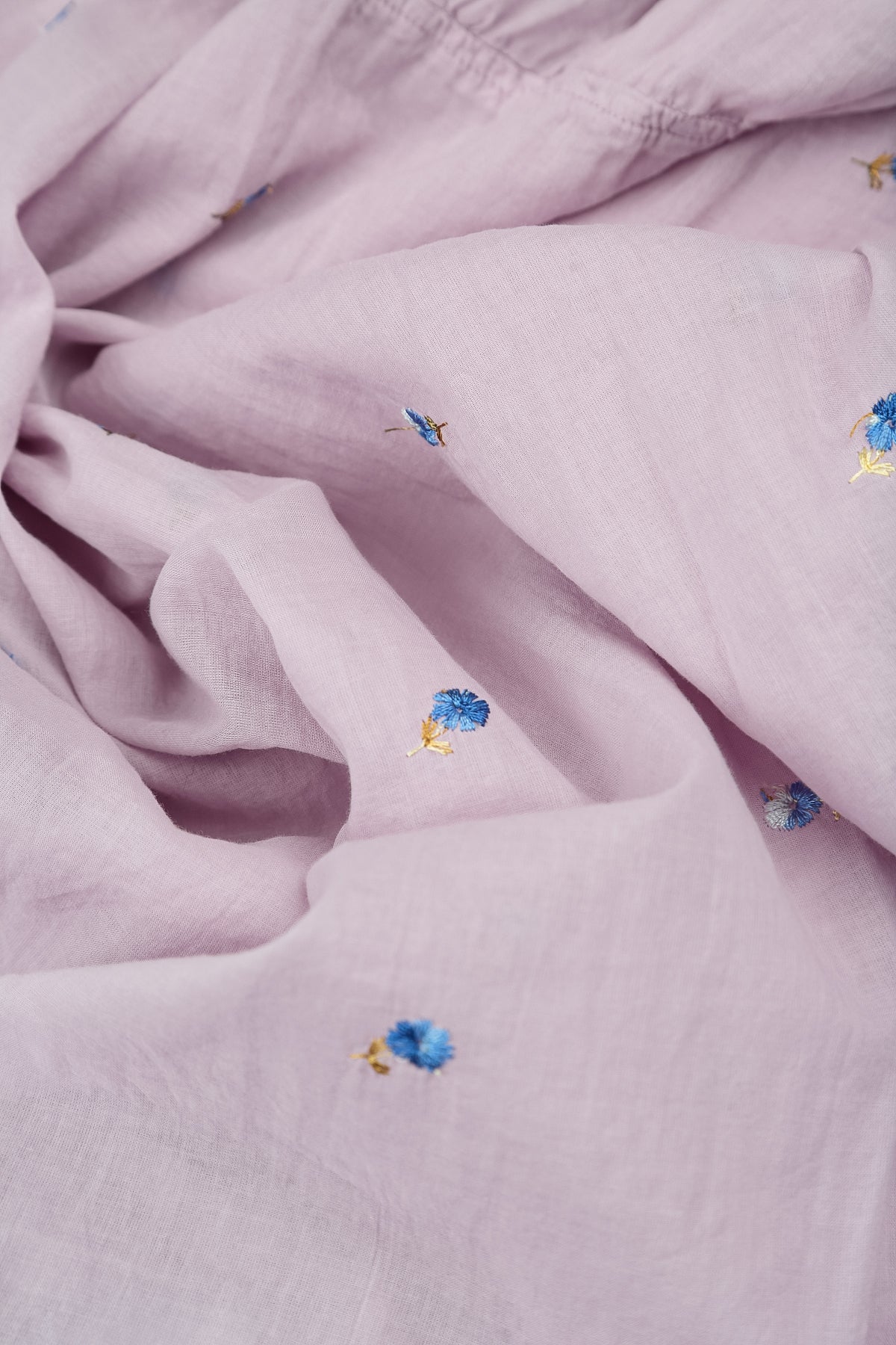 Cowl Neck Lilac Embroidered Petals Cotton Tunic 5