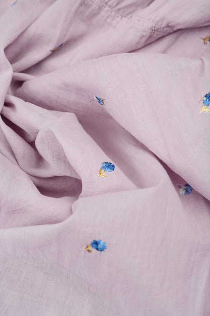 Cowl Neck Lilac Embroidered Petals Cotton Tunic 5