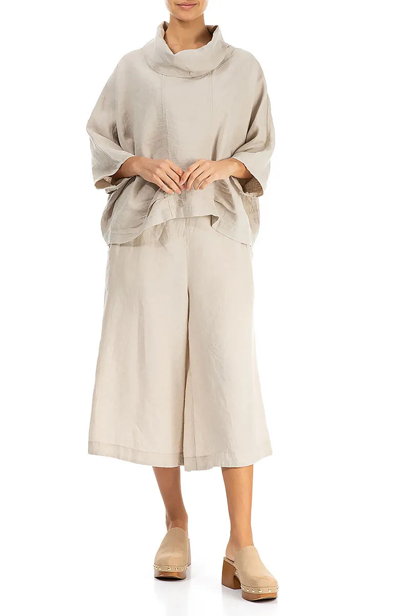 Cowl Neck Natural Linen Blouse 4
