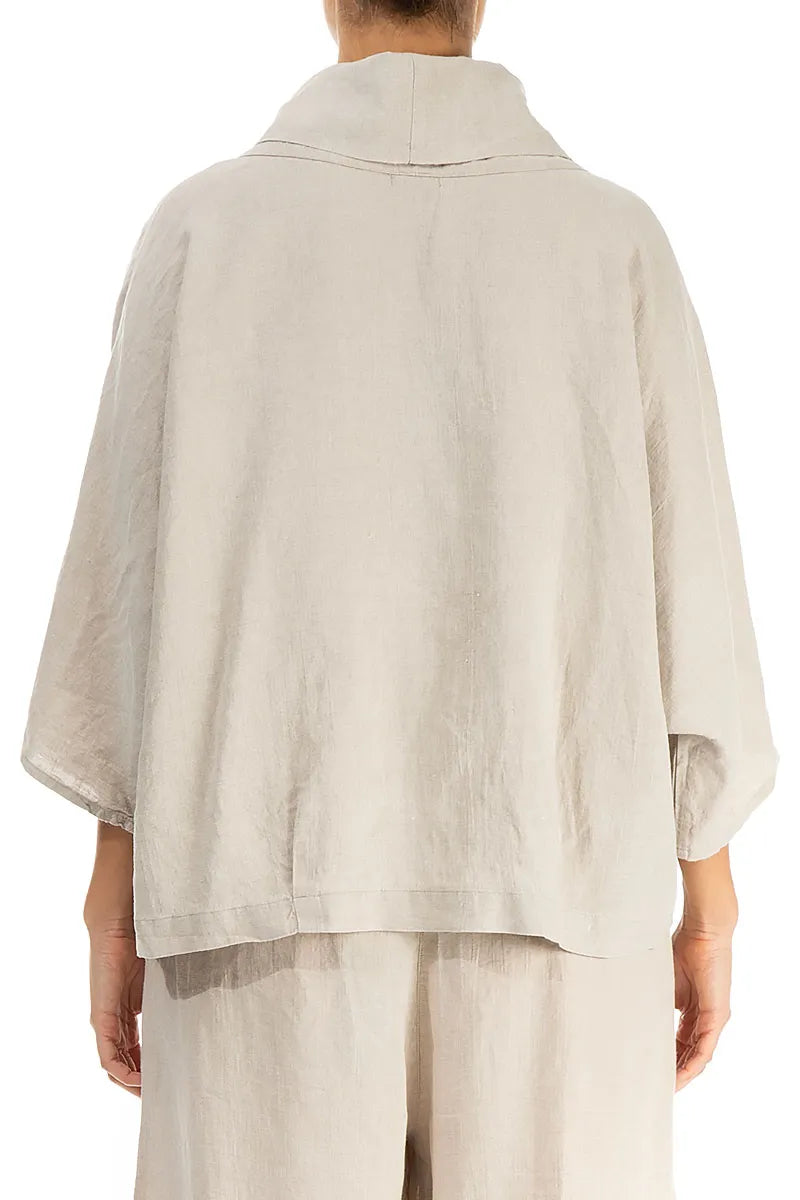 Cowl Neck Natural Linen Blouse 2