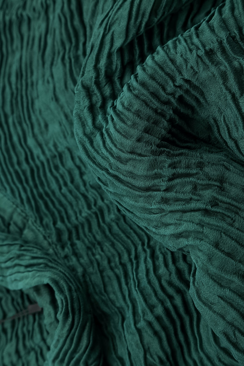 Cowl Neck Peacock Plissé Silk Dress 5