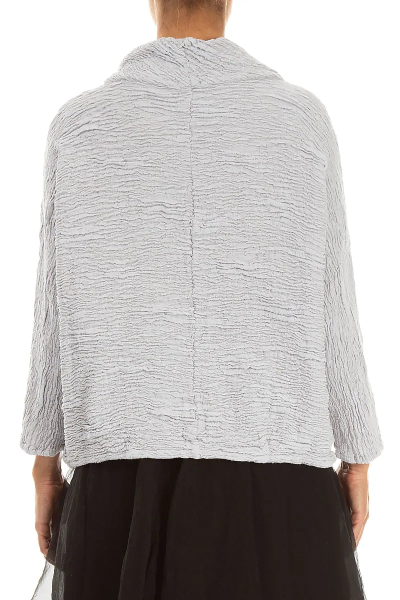 Cowl Neck Pearl Grey Textured Silk Linen Blouse 2