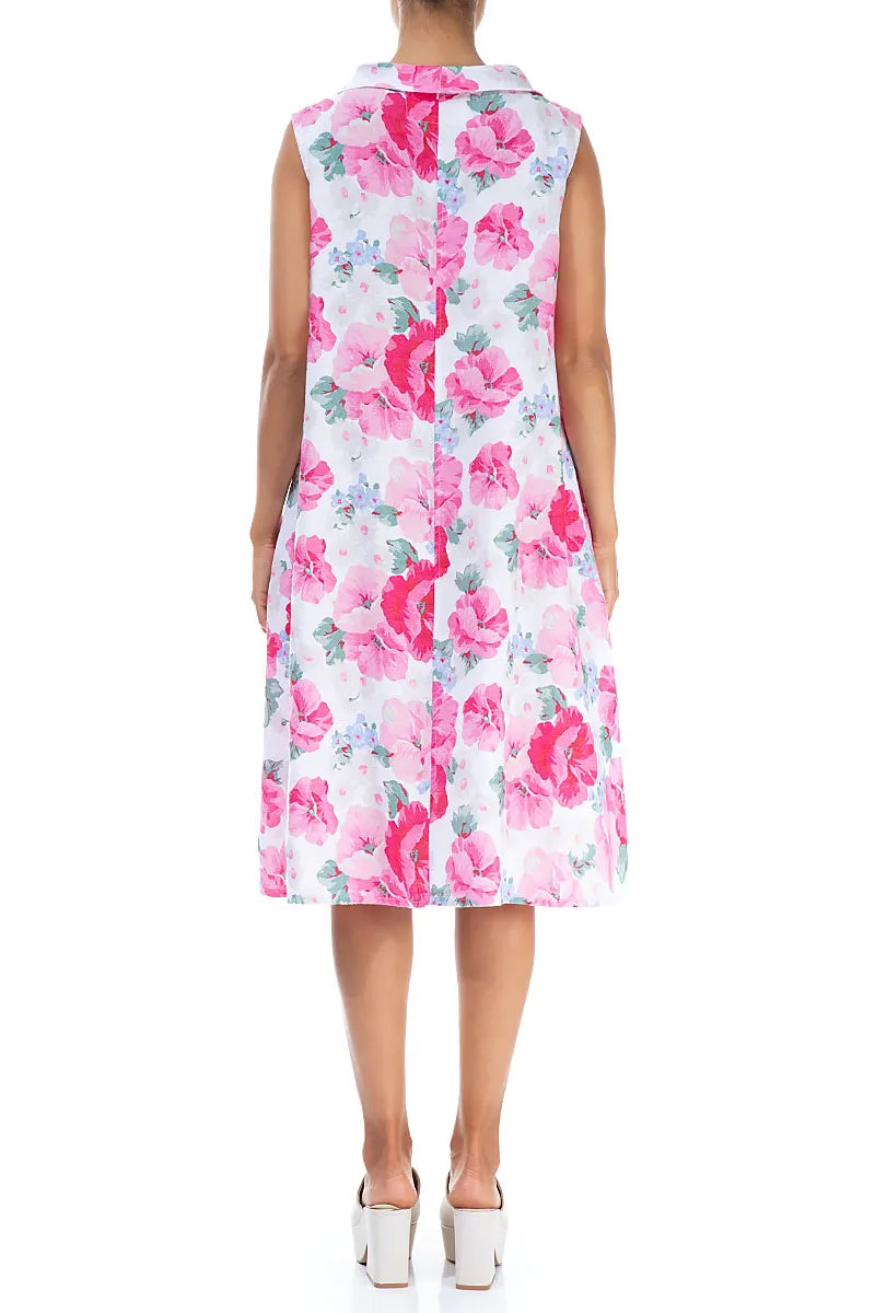 Cowl Neck Peony Blossom Linen Midi Dress 2