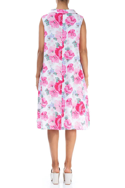 Cowl Neck Peony Blossom Linen Midi Dress 2