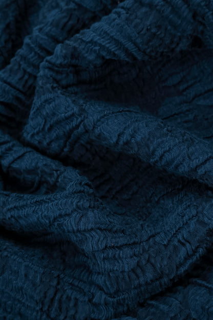 Cowl Neck Royal Blue Circle Silk Linen Blouse