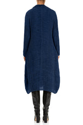 Cowl Neck Royal Blue Plissé Silk Dress 2