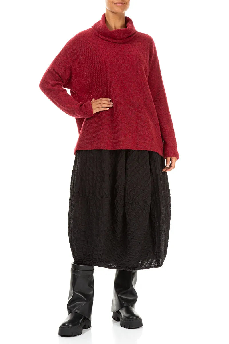 Cowl Neck Ruby Red Wool Sweater 4