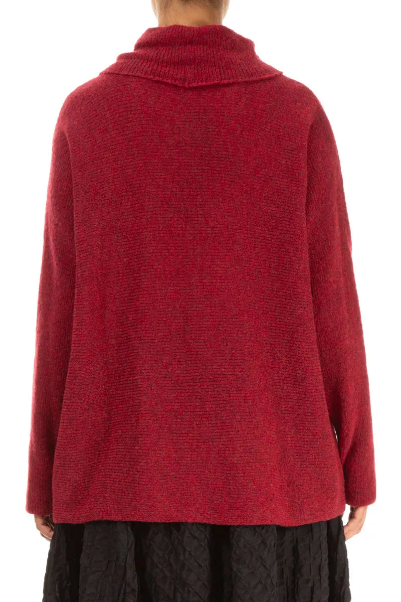 Cowl Neck Ruby Red Wool Sweater
