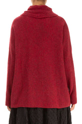 Cowl Neck Ruby Red Wool Sweater 2