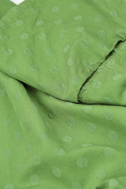 Cowl Neck Shamrock Green Dotty Silk Blouse