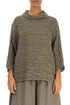 Cowl Neck Silver Sage Circle Silk Linen Blouse 1