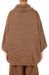 Cowl Neck Textured Aged Copper Silk Blouse 2