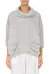 Cowl Neck Textured Cream Grey Silk Blouse 1