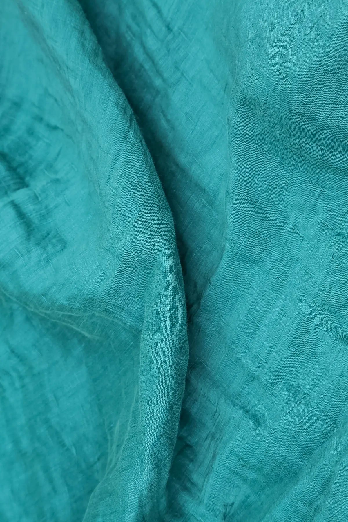 Cowl Neck Textured Turquoise Silk Linen Blouse 5