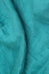 Cowl Neck Textured Turquoise Silk Linen Blouse 5