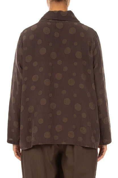 Cowl Neck Truffle Brown Bubble Silk Cotton Blouse