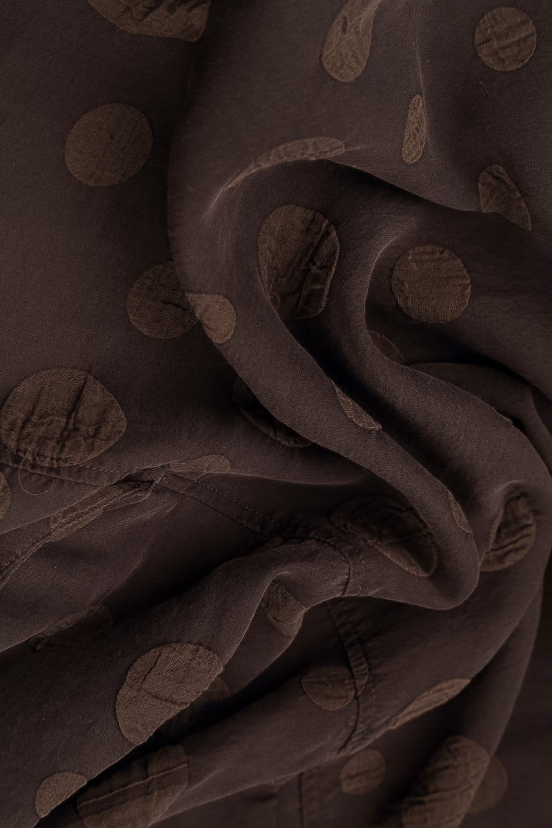 Cowl Neck Truffle Brown Bubble Silk Cotton Blouse