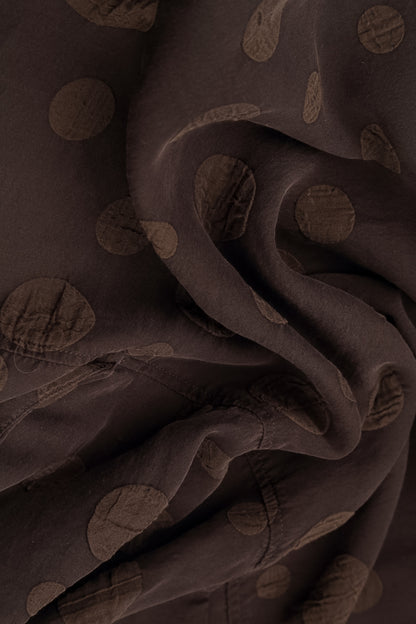 Cowl Neck Truffle Brown Bubble Silk Cotton Blouse