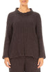 Cowl Neck Truffle Brown Textured Linen Blouse 1