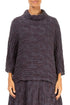 Cowl Neck Vintage Violet Circle Silk Linen Blouse 1