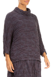 Cowl Neck Vintage Violet Circle Silk Linen Blouse 3