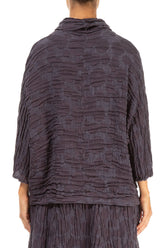 Cowl Neck Vintage Violet Circle Silk Linen Blouse 2