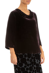 Cowl Neck Vintage Violet Silk Velvet Blouse 4