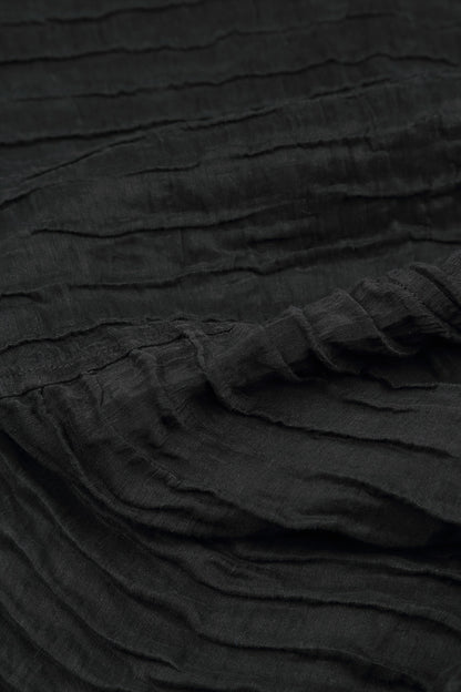 Crinkled Black Silk Linen Midi Dress 5