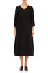 Crinkled Black Silk Linen Midi Dress 1