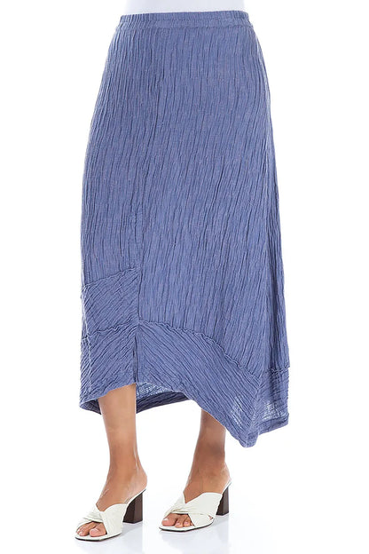 Crinkled Blue Nova Silk Skirt 3