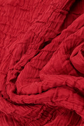 Crinkled Cherry Red Silk Linen Midi Dress 5
