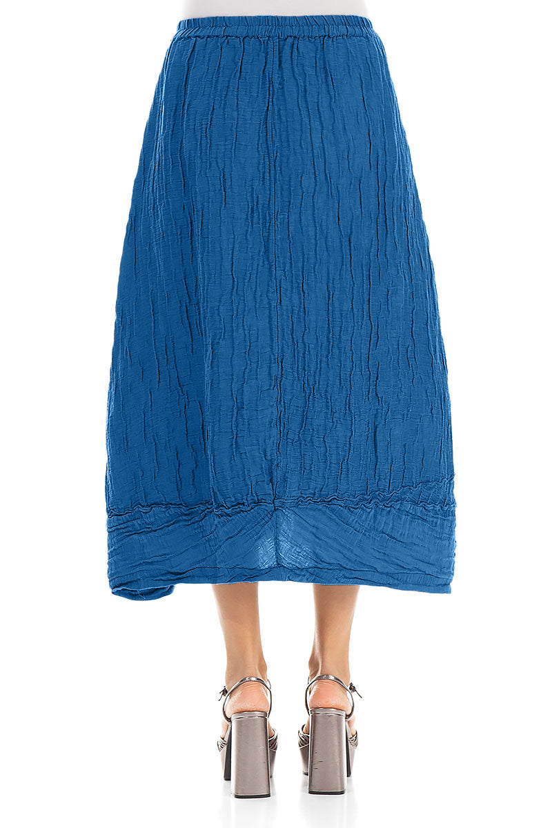 Crinkled Cobalt Blue Silk Linen Skirt