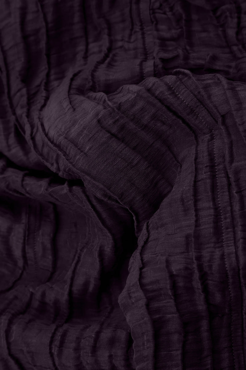Crinkled Deep Plum Silk Linen Skirt