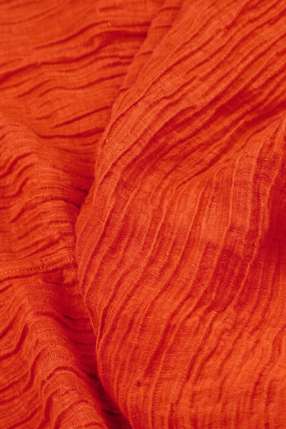 Crinkled Flame Orange Silk Shirt 6