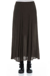 Crinkled Forest Brown Silk Viscose Skirt 1