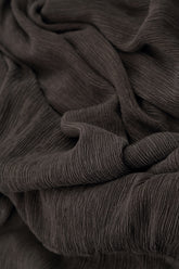 Crinkled Forest Brown Silk Viscose Skirt 5