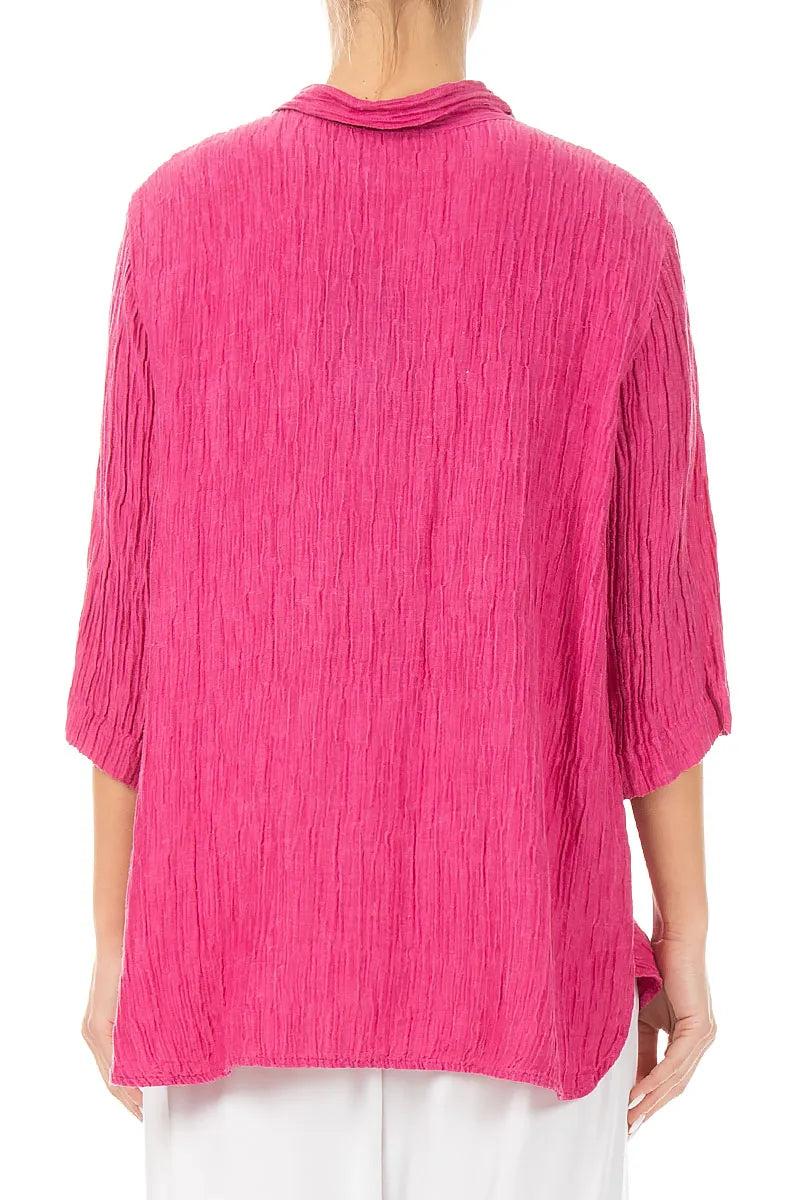 Crinkled Fuchsia Silk Shirt 2
