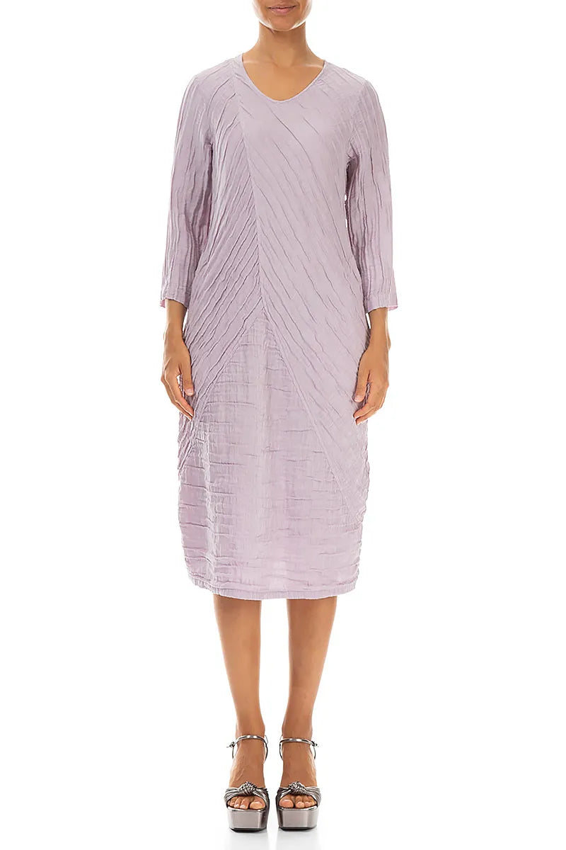 Crinkled Lilac Silk Linen Midi Dress 1