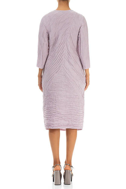 Crinkled Lilac Silk Linen Midi Dress 2