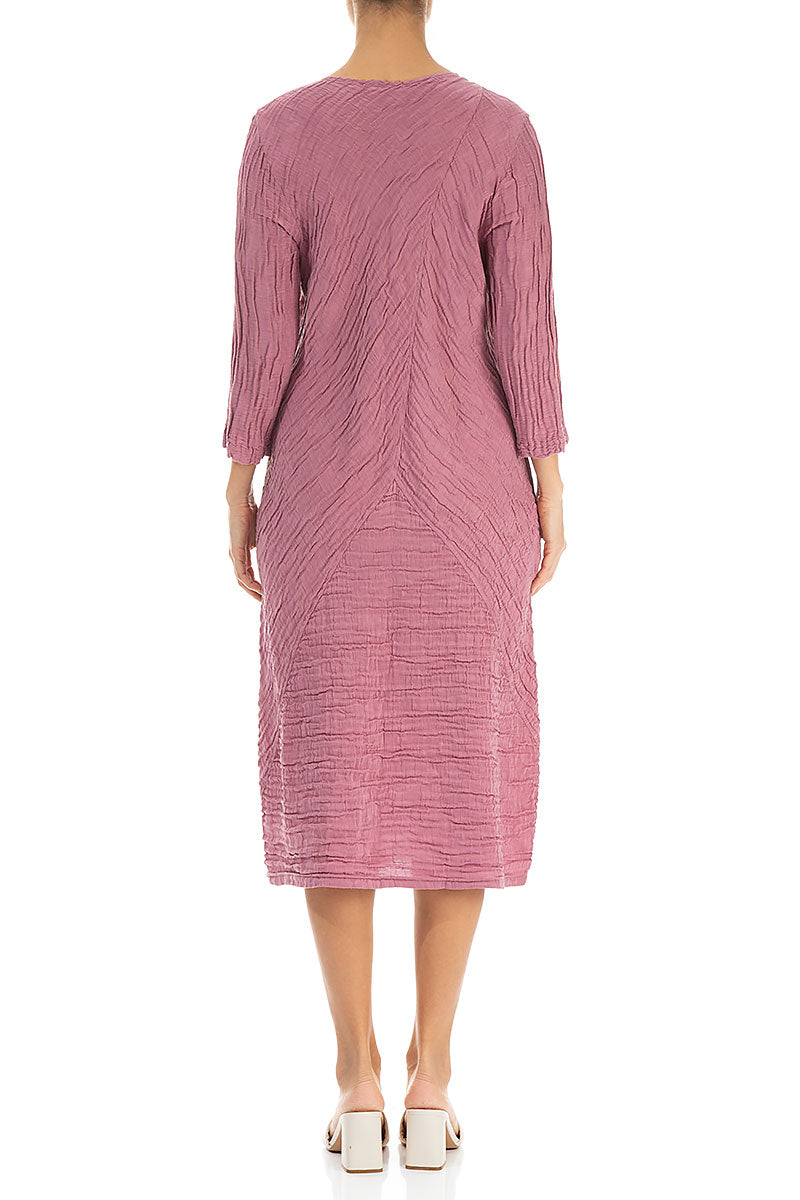 Crinkled Mauve Taupe Silk Linen Midi Dress 2