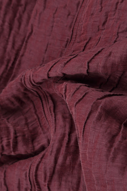 Crinkled Merlot Silk Linen Skirt 4
