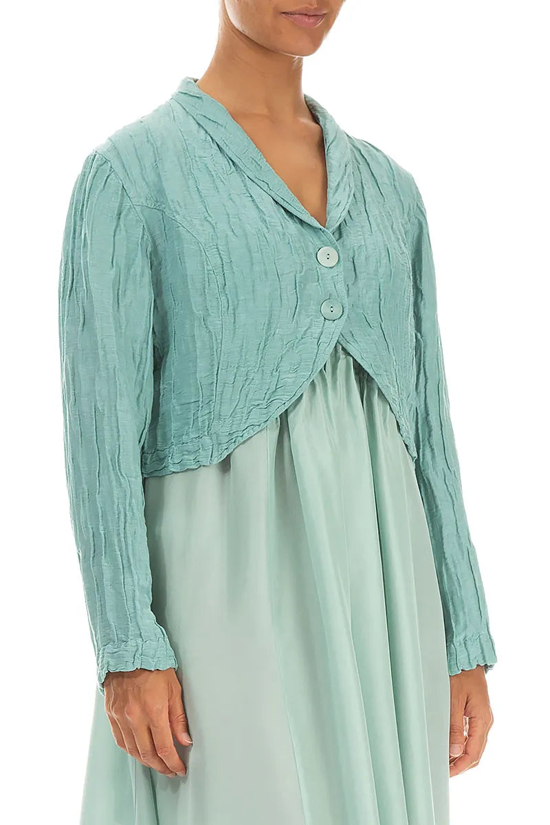 Crinkled Mint Silk Linen Bolero Jacket 3