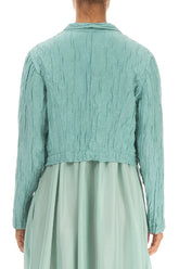 Crinkled Mint Silk Linen Bolero Jacket 2