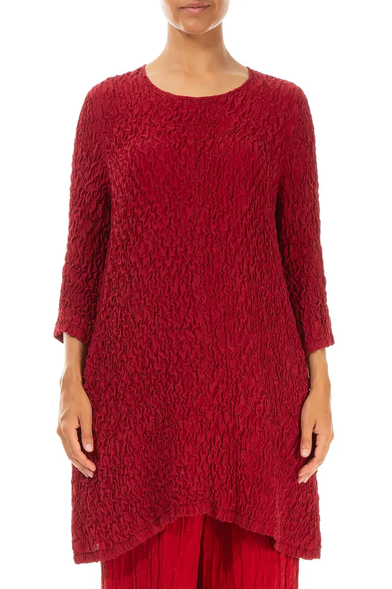 Crinkled Red Silk Tunic