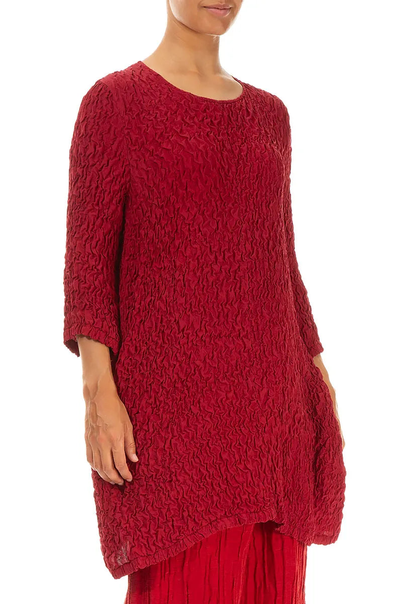 Crinkled Red Silk Tunic