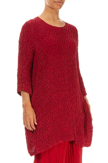 Crinkled Red Silk Tunic