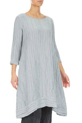 Crinkled Silver Grey Silk Linen Tunic Dress 3