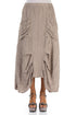 Crinkled Beige Silk Maxi Skirt 1