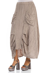 Crinkled Beige Silk Maxi Skirt 3