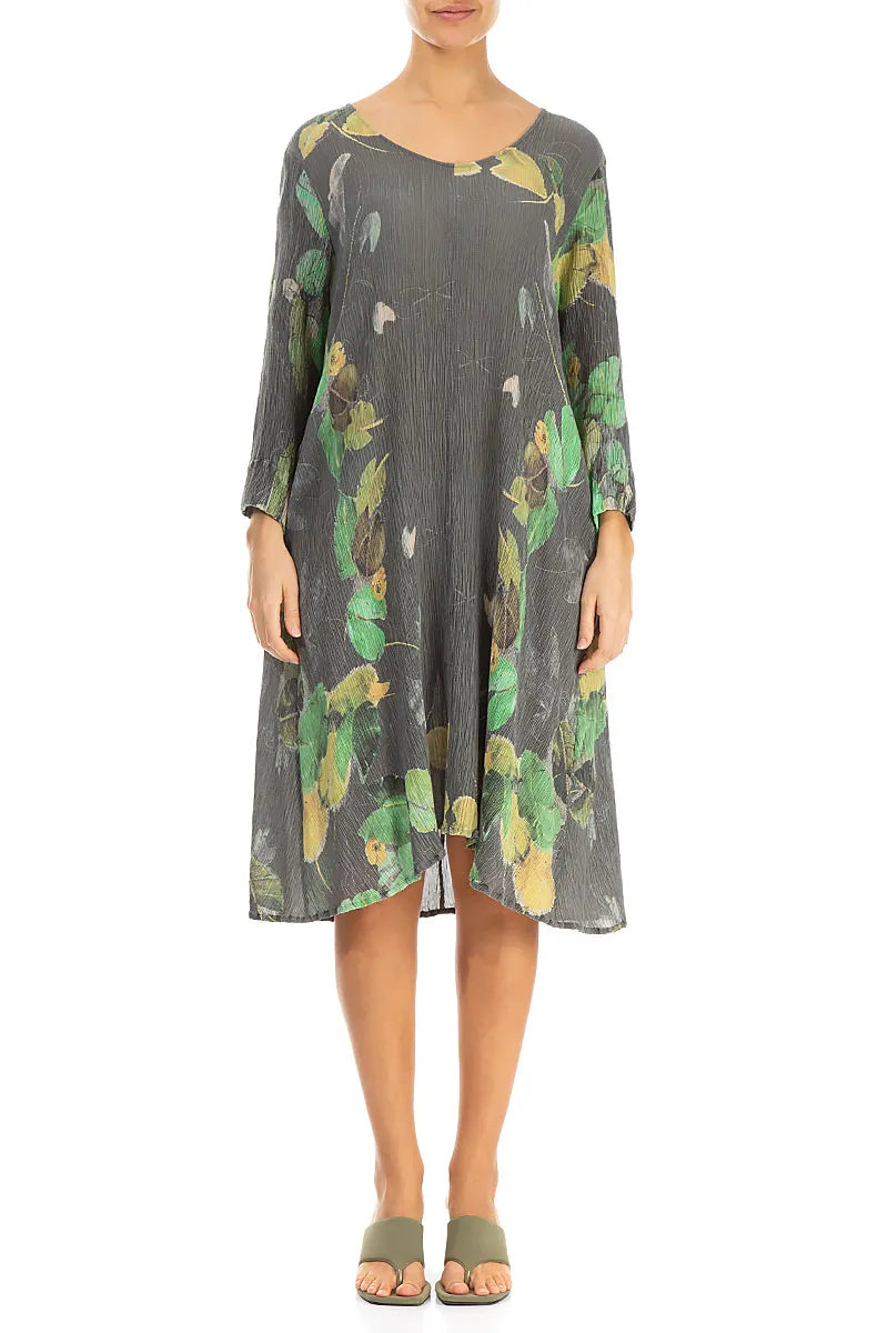 Crinkled Waterlilies Silk Viscose Dress 1